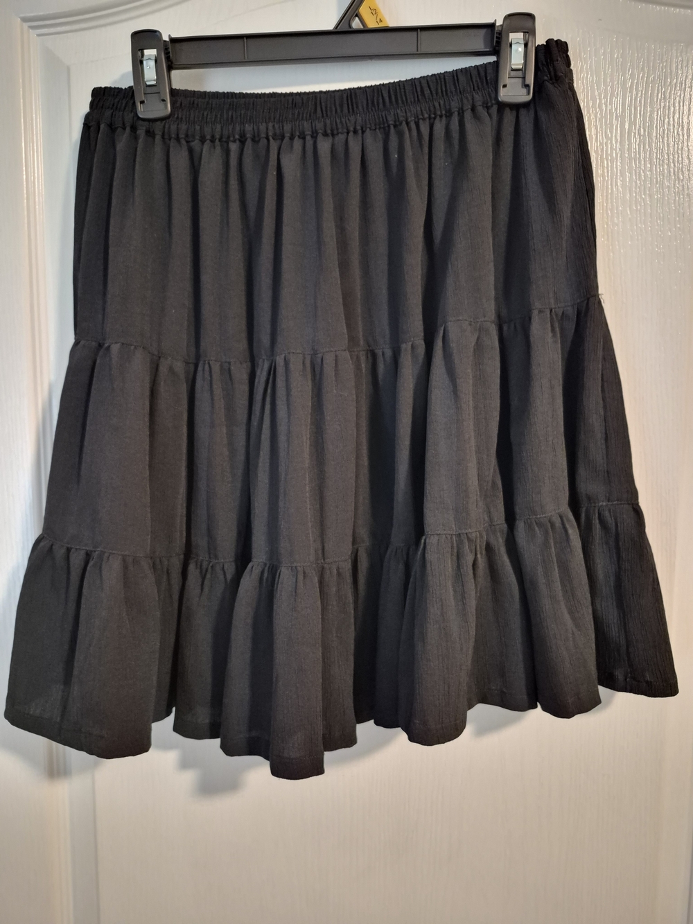 Black Tiered Skirt with Elastic Waist